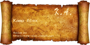 Kamp Alex névjegykártya